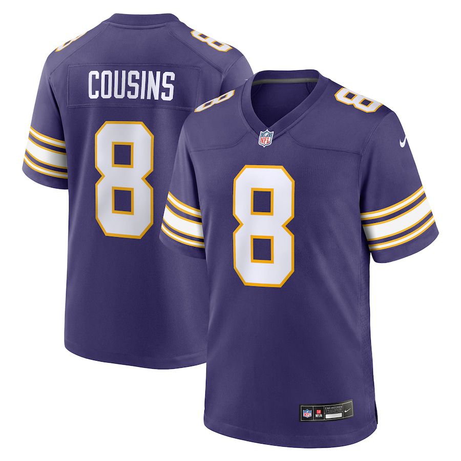 Men Minnesota Vikings 8 Kirk Cousins Nike Purple Classic Player Game NFL Jersey